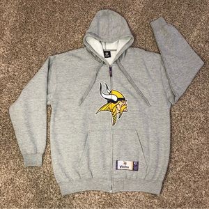 NWOT NFL Team Apparel Minnesota Vikings Zippered Sweatshirt, Men’s Large - Gray